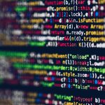 Close up of multicolored code